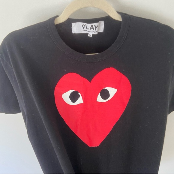 Comme Des Garcons Play Heart Print Tee Shirt Black size Medium - Picture 3 of 8